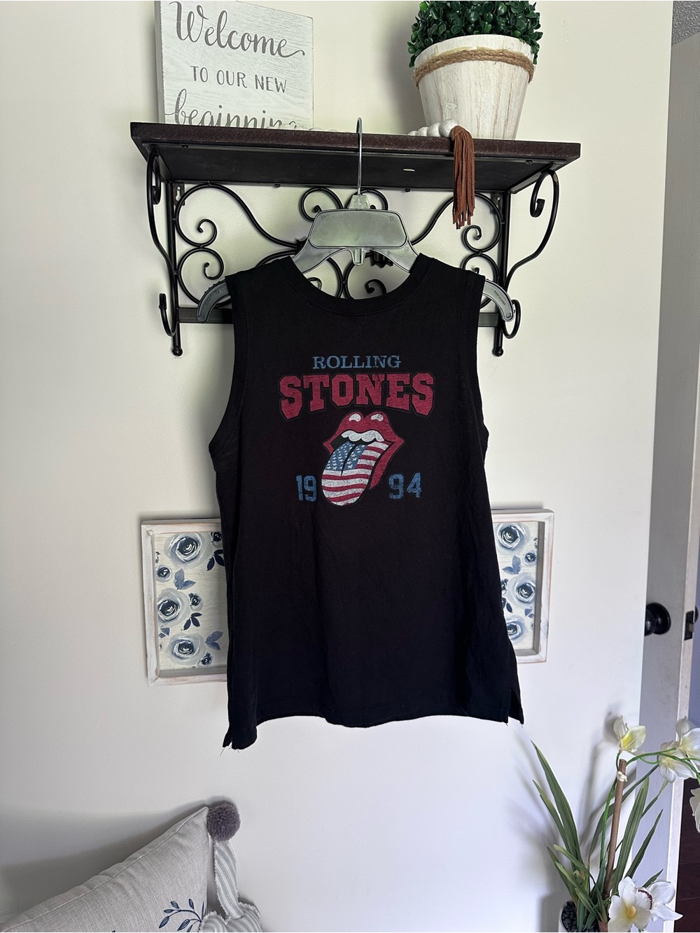 Rolling Stones Women's Black Muscle Tee Graphic